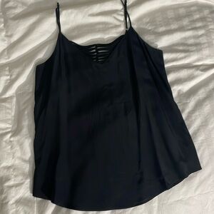 Lavender Brown black silk tank top blouse